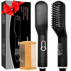 Beard Straightener for Men,Premium Heated Beard Brush w/Anti-Scald Feature,Beard Straightening Comb,Unique Fathers Day Birthday Valentines Gifts for Men Him Dad Boyfriend Christmas Stocking Stuffers