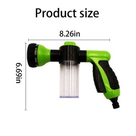 Car Wash Foam Gun, High Pressure Water Garden Hose Nozzle, Soap Foam Sprayer with 8 Adjustable Watering Patterns, Bubble Cleaning Blaster for Vehicle, Plants, Lawn, Patio, Pets Showering (Green)