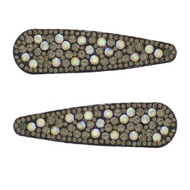 Zac's Alter Ego Pair of 7.5cm Colourful Diamante & AB Stone Covered Snap Hair Clips