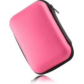 Hard Drive Carrying Case Storage Organizer Bag Multi-Purpose Universal Carry Pouch Compatible with Western Digital WD Elements Seagate, 2.5’’ EVA Shockproof Travel Case (Pink)