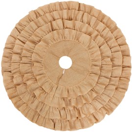 Burlap Christmas Fall Tree Skirt Boho Ruffled Trim Christmas Tree Collar Linen Rustic Christmas Tree Skirt Decorations for Farmhouse Thanksgiving Winter Xmas Party Supply (Tan, 47.2 Inch)
