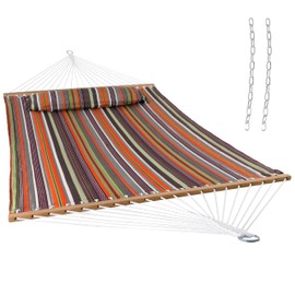 Sunnydaze Quilted Outdoor Hammock with Spreader Bars - Heavy-Duty 450-Pound Capacity Double Hammock for Outside - Canyon Sunset