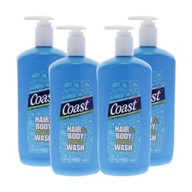 Coast Classic Scent Body Wash - Hair and Body Dual Action Formula Shower Gel - Deep-Cleansing Gel Texture - Hydrating - 4 pc