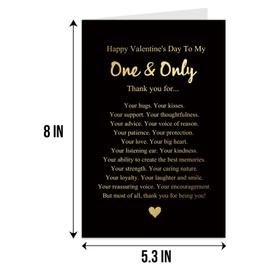 Qiliji Romantic Valentine's Day Card for Him Her, Heartfelt Valentines Day Card for Husband Boyfriend Wife Girlfriend, Happy Valentine's Day To My One & Only