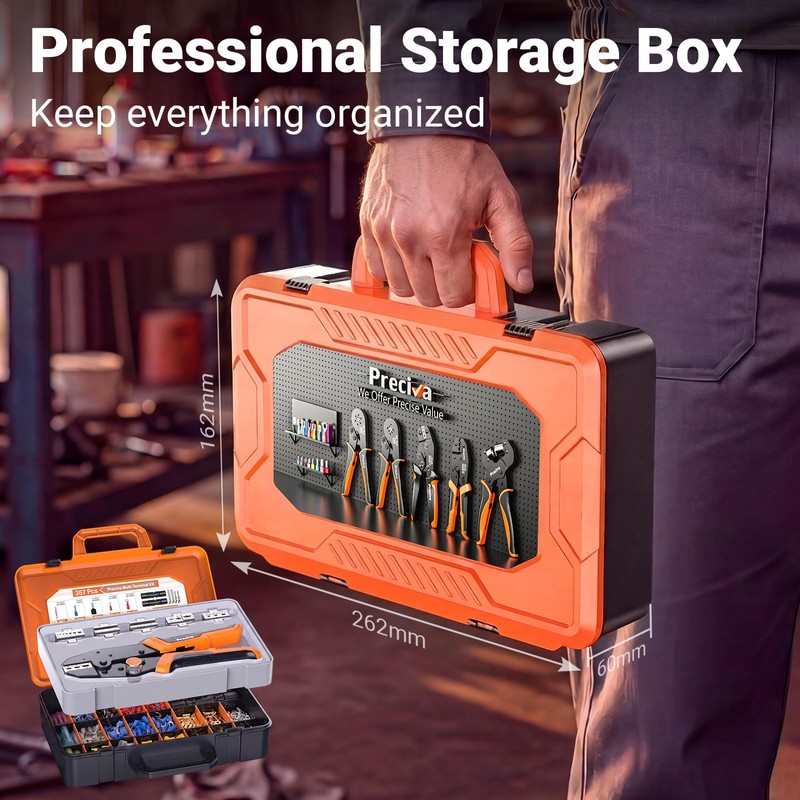 Preciva Crimping Tool Kit with 6 Interchangeable Jaws, Adjustable Ratchet