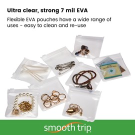 Smooth Trip Reusable Pill Pouch 24 Pack - Certified Food Grade, Ultra Clear Zippered BPA Free Bags for Vitamins, Pills, Snacks and Accessories - Larger 3.25 x 3.5" Size (24-count)