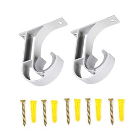 Curtain Rod Ceiling-Mount Bracket Aluminum Alloy Curtain Pole Bracket Holder Shower Closet Rod End Holder Heavy Duty Wardrobe Tube Support Bracket Clothes Hanging Rod Holder with Screws, White, 28mm