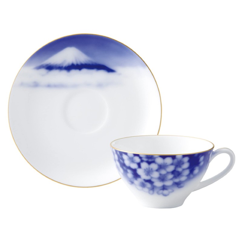 Okura Tien Hanami Fuji Cup & Saucer, Coffee Tea, Approx.