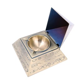 VOANZO Creative Retro Metal Ashtray with Lid Ashtray Home Hotel Office Decor Ancient Egypt Sculpture Pyramid Ornaments Festival Gift (Bronze)