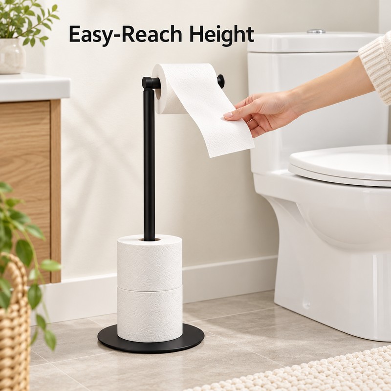 Freestanding Stainless Steel Toilet Paper Holder Bathroom Stand – Modern
