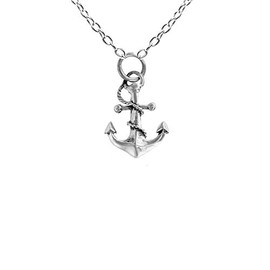 apop nyc 925 Sterling Silver Nautical Anchor Pendant Necklacee 16 inch