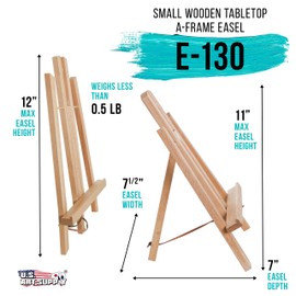 U.S. Art Supply 11" Small Tabletop Display Easel - Beechwood Artist A-Frame Display Stand, Wooden Easel for Painting, Canvas Stand, (Pack of 1) Classrooms Events Photo Picture Sign Holder