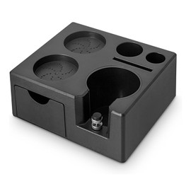 Espresso Knock Box,Espresso Tamping Station Organizer,Machine Accessories Coffee Tamper Station Holder for 58mm 54mm 51mm Coffee Tools Organzier(Black)