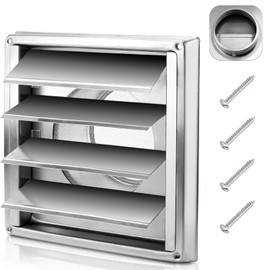 Cenipar Dryer Vent Cover,304 Stainless Steel Outside Vent Cover with Moving Lamellae(4-inch) Dryer Vent Cover Outside Metal Dryer Vent Cover