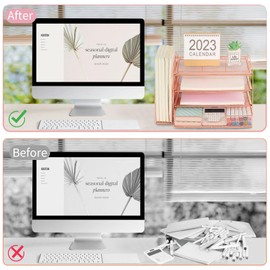 OPNICE Desk Organizers and Accessories, 4-Tier Paper Letter Tray Organizer with Removable File Holder + Drawer, Office Desktop Workspace File Organizer for Office Supplies Desk Accessories (Rose Gold)