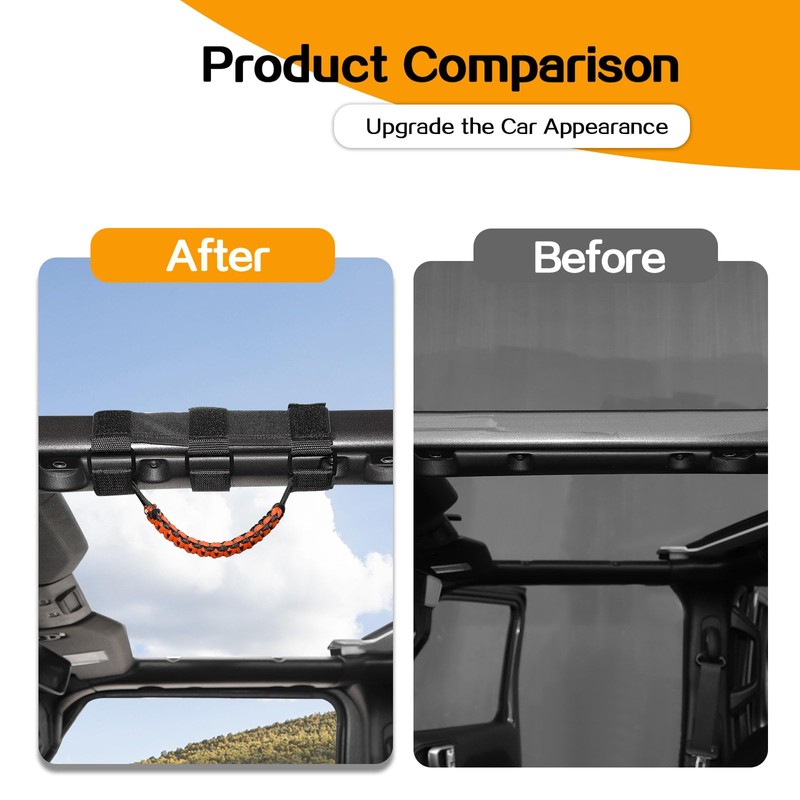 Hoolcar 4 x Roll Bar Grab Handles Paracord Grip Handles