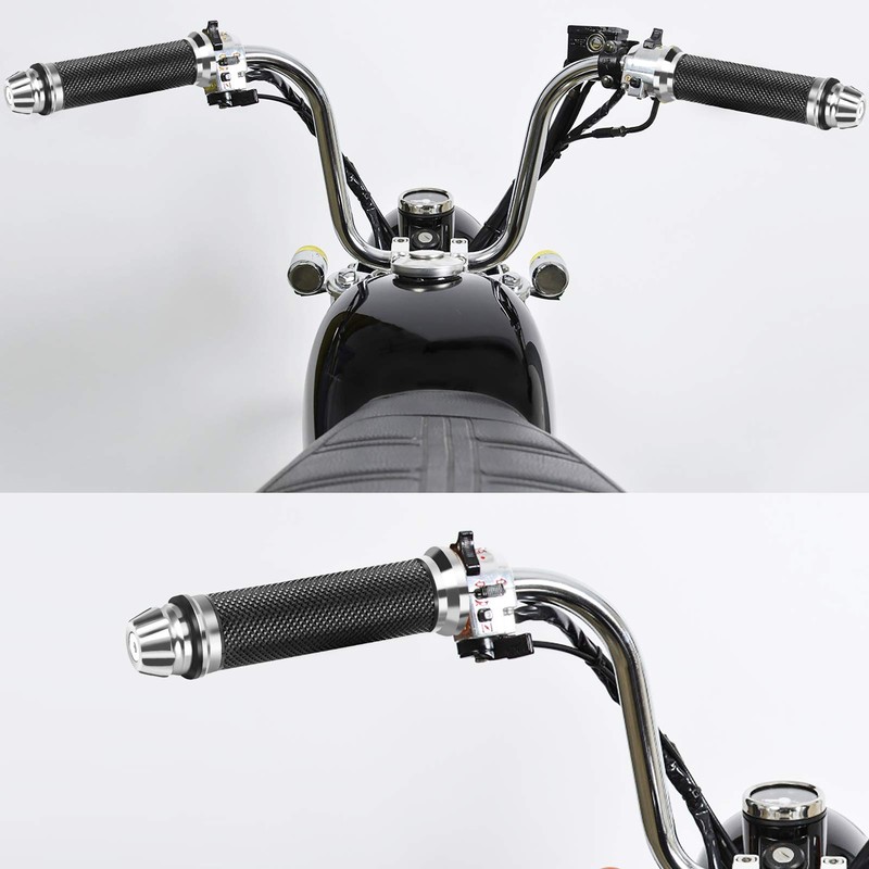 Motorcycle Handlebar Grips, Non-Slip CNC Aluminium Rubber Brake Grips for