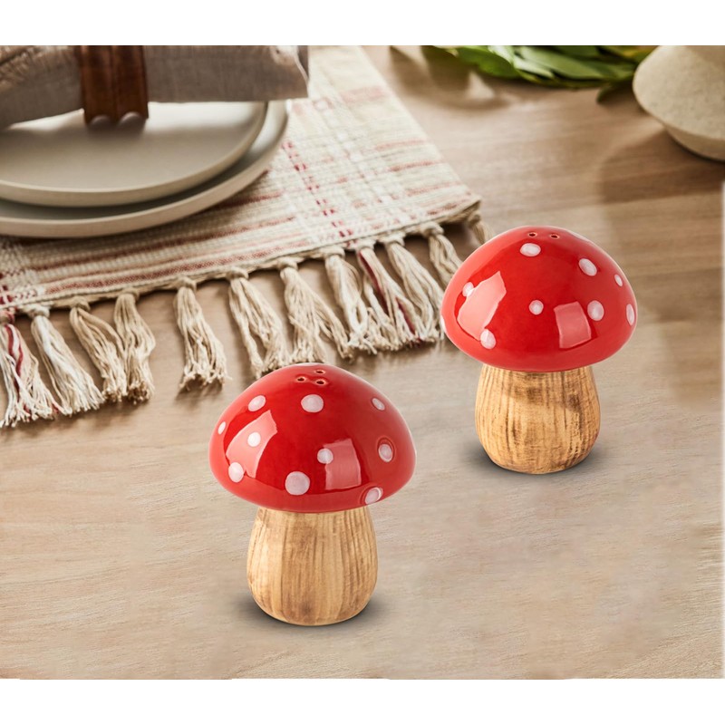 Mushroom Salt And Pepper Shakers Set Ceramic Salt Pepper Shakers