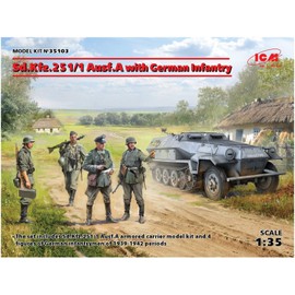 ICM 35103 Sd.Kfz.251/1 AUSF.A with German Infantry Model Kit, Grey, Medium