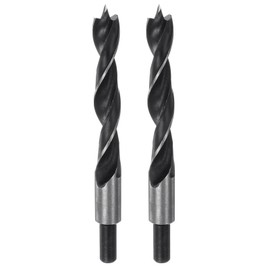 HARFINGTON 2pcs Brad Point Drill Bits 15mm(19/32") Dia Straight Round Shank Metric Brad Point Spiral Twist Drill Bits for Softwood Hardwood Plywood Plastic Rubber, Black