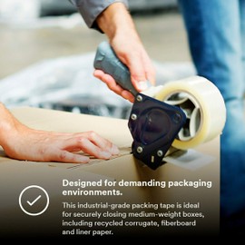 Scotch High Tack Box Sealing Tape 371+, Film Backing with Synthetic Rubber Adhesive, Clear Color, 72 mm x 100 m, 24/Case