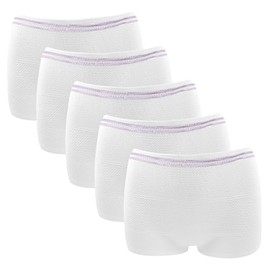 Bisienya 5 Pack High Density Mesh Disposable Pants, Net Pants for Incontinence Pads, Disposable Maternity Knickers, for Maternity Incontinence Daily Travel (White)