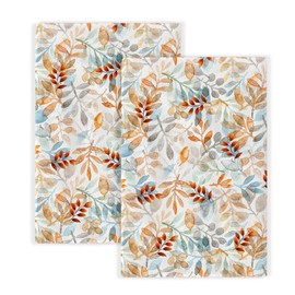 JEFERSO Orange Blue Watercolor Leaves Fall Kitchen Towels Thanksgiving Fall Decoration Dish Towels, 16x24 Inch Farmhouse Autumn Harvest Holiday Decor Absorbent Hand Towels for Kitchen Drying Set of 2