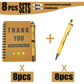 8 Set Inspirational Spiral Notebook Employee Appreciation Gifts Bulk Team Office/Students Thank You Gifts Journal Lined Pocket Notepad,Note Pads for Nurse Teacher Employees Coworker Volunteer