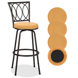 Deisy Dee 4PCS Round Bar Stool Seat Covers Stretch Round Chair Covers for 13-16 Inch Stool Chair (Golden)