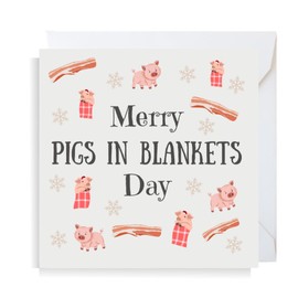 Second Ave Funny Pigs In Blankets Day Square Christmas Xmas Holiday Festive Greetings Card