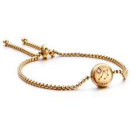 Qings, golden zodiac sign bracelet, with a charm, adjustable constellation bracelet