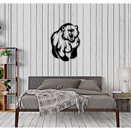 DesignToRefine Wall Decal Ferocious Beast Predator Brown Bear Grin Vinyl Sticker Unique Gift Large Decor (ed613) Black