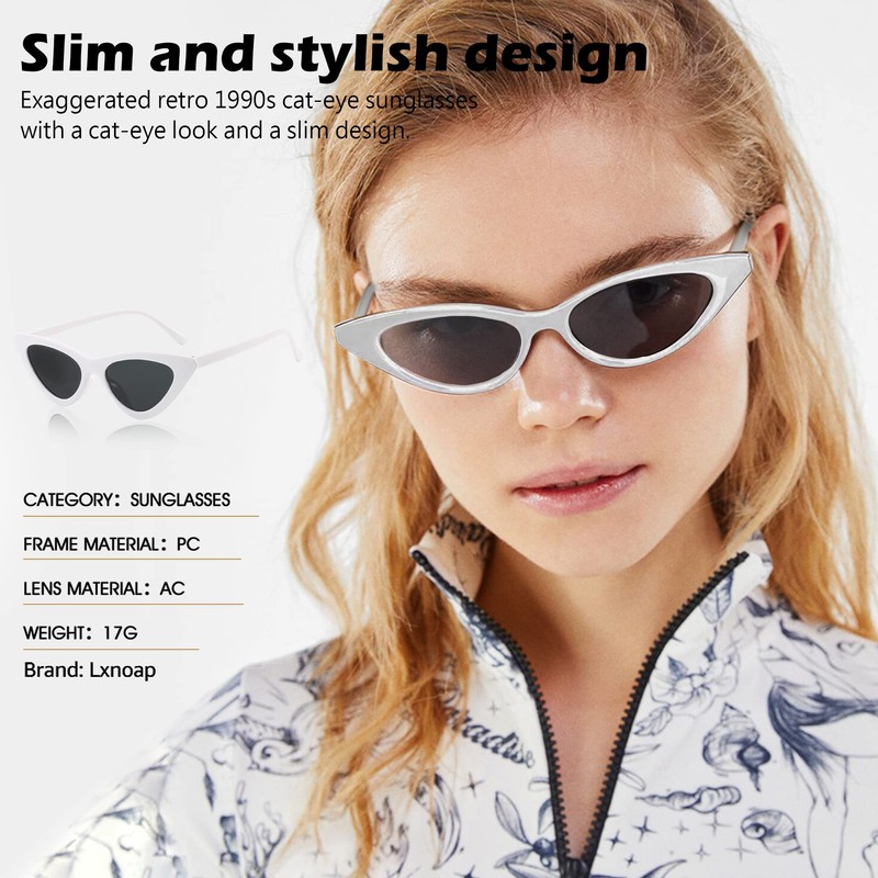 Lxnoap Cat Eye Retro Vintage Sunglasses for Women Clout Goggles