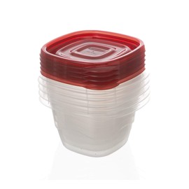 Rubbermaid TakeAlongs Mini Deep Square Food Storage Containers, 2.1 Cup, Tint Chili, 5 Count