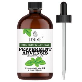 TRATAK ORGANICS Peppermint Essential Oil 4 Fl Oz - 100% Pure and Natural Oil with Premium Glass Dropper, Premium Therapeutic Grade Essential Oil for Diffuser, Cleaning, Hair Care and Aromatherapy