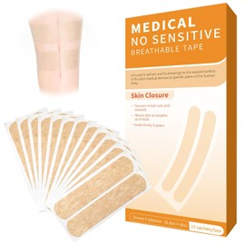 Sterile Wound Seam Strips, 30 Strips, Wound Closure Strips, Staple Plaster, Skin Wound Closure, Bandages, Hypoallergenic Repair Plasters for Cuts, Emergency, 21 x 100 mm