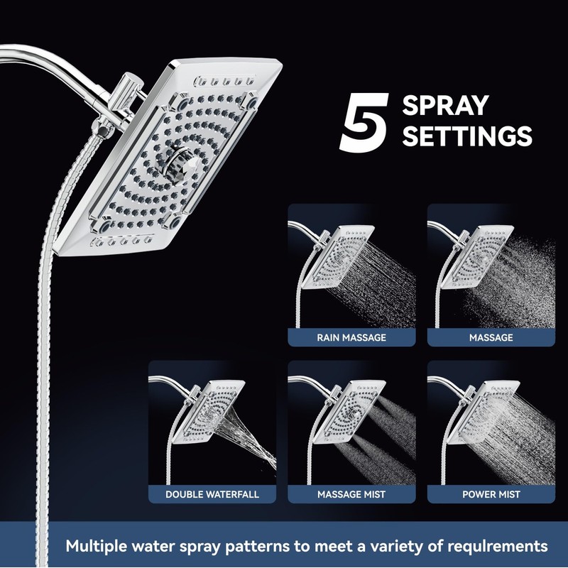 ELLO&ALLO Rain Shower Head with Handheld Spray, Rainfall Shower Head