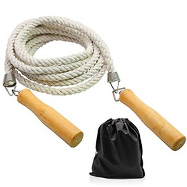 ACEONE Long Jump Rope, Multiplayer Skipping Rope with Wooden Handle for Kids and Adult, Team Group Jumping Rope for School Sport and Outdoor Activity