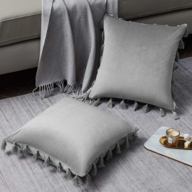 Unbranded 2 Pack Velvet Decorative Throw Pillow Covers for Couch Sofa Bed 20 x 20" Grey