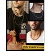 Flat Black Chain Necklace, 3mm Miami Curb Chain For Men