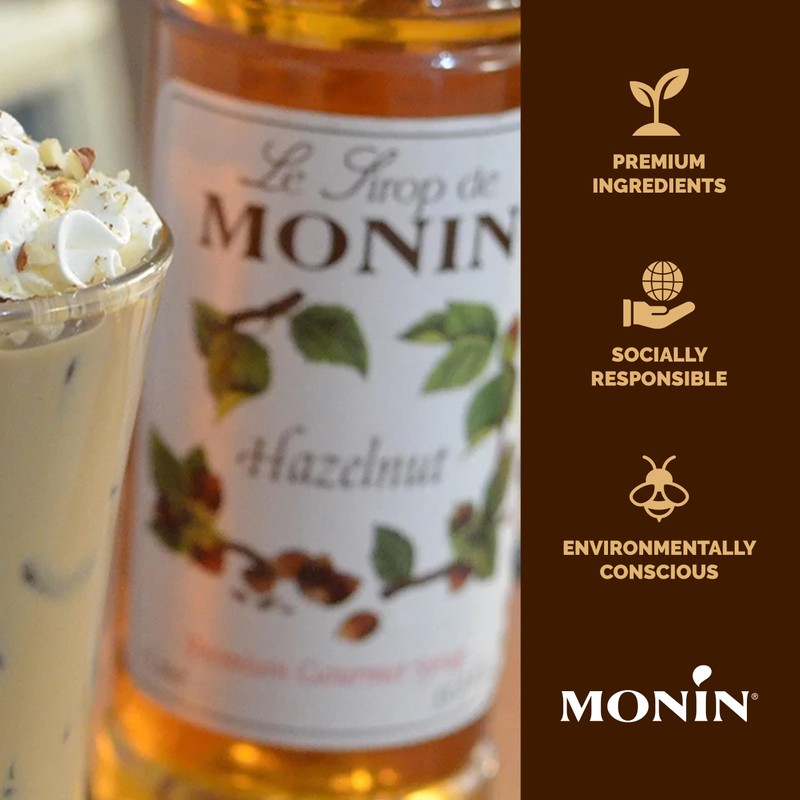 Monin - Hazelnut Syrup, Nutty Taste of Caramelized Hazelnut, Natural
