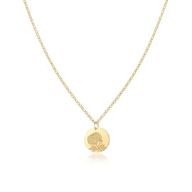 Birth Flower Necklace, Gold Plated Floral Pendant Necklaces for Women, Simple Dainty Birth Month Flower Necklace, Birthday Jewelry for Women - October, Marigold Necklace
