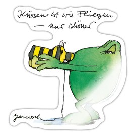 Spreadshirt Janosch Frosch Kissing is Like Flies, Saying Sticker, 10 x 10 cm, Glossy White