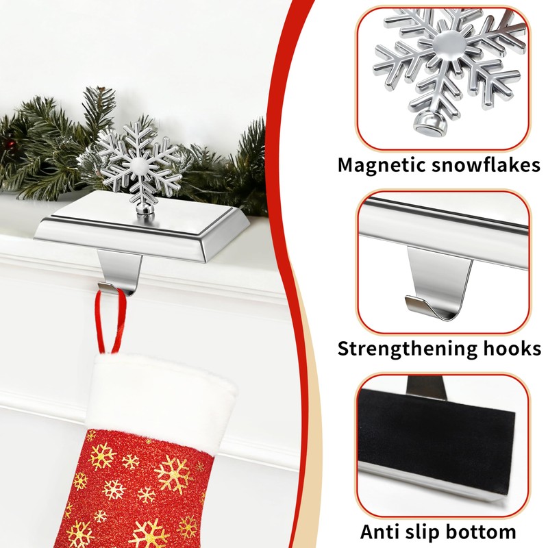 Set of 4 Metal Christmas Stocking Holders for Mantle,Heavy Duty