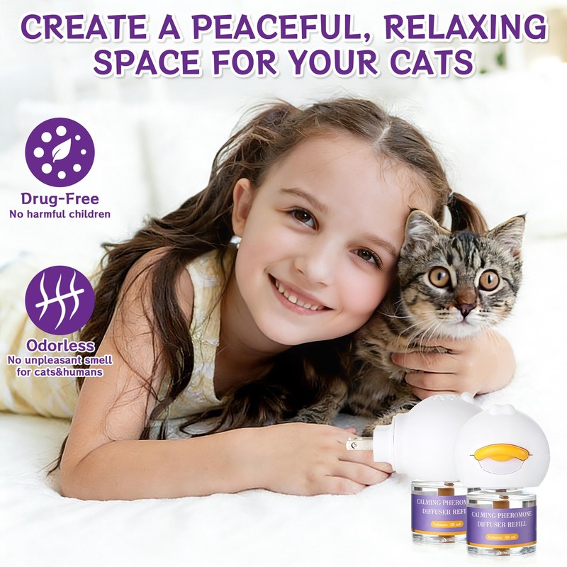 9-In-1 Advanced Cat Pheromone Calming Diffuser 180 Days (3 Plugs+6