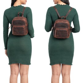 STILORD 'Gerda' Mini Backpack Ladies Leather Vintage Daypack Small Daypack Modern Backpack Handbag Made of Genuine Leather, Colour:Porto - Cognac