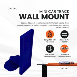 Racetrack Wall Connectors Compatible with Hot Wheels Tracks | Screw in or Adhesive Version | Create Epic RaceTracks | Made in USA (10-Pack Blue)