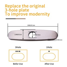 Brushed Nickel 10-inch Hole Cover Deck Stainless Steel Sink Hole Cover Deck Plate Escutcheon for Bathroom or Kitchen Sink Faucet