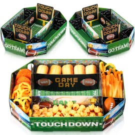 Tiangrid Tiangrid 3 Pcs Football Party Supplies Kit, Large Tailgate Football Paper Food Tray Disposable Snack Stadium Serving Trays Birthday Tailgate Football Sports Game Party Decorations and Favors (Classic)