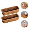 Cabilock 2pcs Wicker Cutlery Basket Rectangular Woven Baskets Bins Rattan